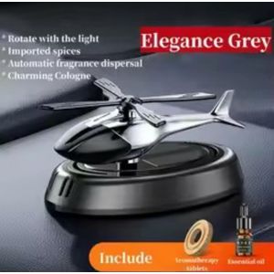 Car Solar Perfume Diffuser – Helicopter Air Freshener Fragrance Ornament with Light & Diffuser Oil
