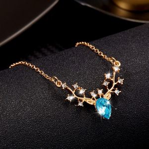 Blue Deer Necklace Pendant Chain
