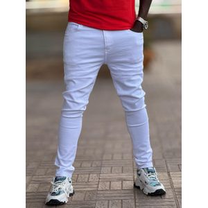 White plain denim jeans