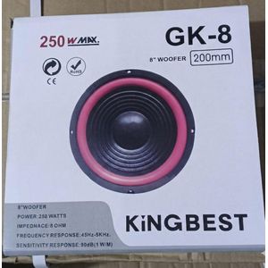 Mid-range Bass Speaker.KINGBEST 8 Inch  8 OHM 250WATTS Magnetic Audio Sound Woofer GK-8 Loudspeaker