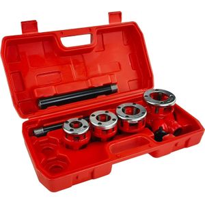 Professional  Pipe Threader Ratchet Kit, Manual Pipe Threading Tool Set with 4Dies (4 Dies-1/2" 3/4" 1" 1-1/4") Heavy Duty Ratcheting Threader for Professional Pipe Cutting and Threading