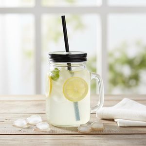 350ml & 450ml Glass Mason Jar with Straw