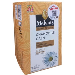 Melvins CHAMOMILE CALM Herbal Infusion Tea Bags.  Enveloped 25's