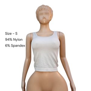 Thrifted Women's Cream Vest Tank Top Size Small