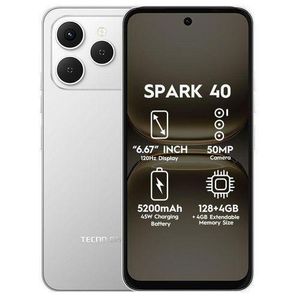 Tecno Spark 40, 6.67" HD+, 8GB RAM + 128GB ROM (Dual Sim) 50MP, 5200mAh - Grey
