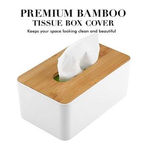 Bamboo Cover Serviette Holder – Tissue Box Organizer (Black or White)