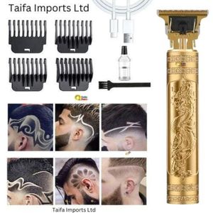 USB Cordless Hair Clipper Trimmer Beard Electric Professional Haircut Dragon Monster Rechargeable Vintage Metal Shaving Machine clippers Wireless Barber cutting Kinyozi - Gold