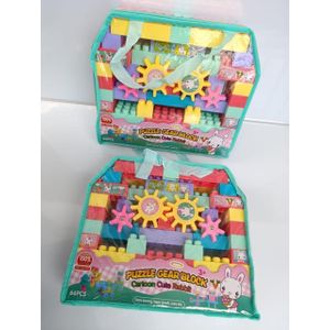 Puzzle Gear Blocks - 66Pcs STEM Building Set for Kids