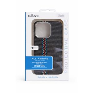 iPhone 13 Pro Carbon Fiber Case with Multicolor Stripe – All-Around Protective Unique Fashion Case