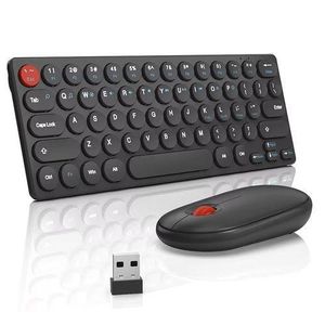 Wireless Mini Keyboard and Mouse Set Compact Quiet 2.4G Ultra-Thin Sleek Design for Windows Desktop PC Notebook Laptop - Black