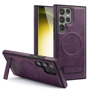 Mocome magnetic genuine leather case with a stand for Samsung S23 ultra