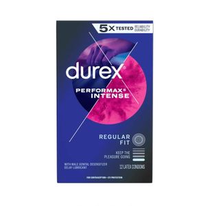 Durex Performax Intense,with male desensitizer delay lubricant,12 latex condoms