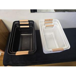 3pcs Compact Durable Plastic Storage Basket - Multi-Purpose Organizer for Home & Office