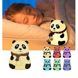 Panda kids night silicon led bedside decoration lamp with tap to sensor control