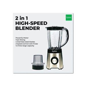 Syinix  Blender 2 In 1 High Speed Glass Jar And Stainless Steel Base