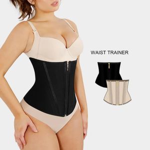 Black  Women’s Zip Front Waist Support Corset Belt