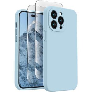 For iPhone 14 Pro Case, Silicone Upgraded Camera Protection Phone Case with 2 Display protectors