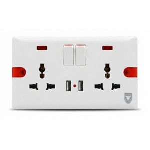 Double Socket USB- 2 Gang, 2 USB B Ports, 240V, PVC insulated Kenya and British Standard