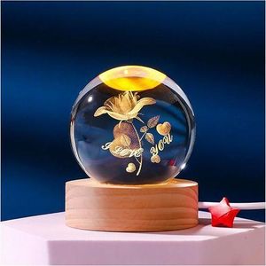 3D Rose Love You Crystal Ball Night Light