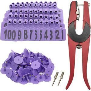 S Tag Season Cow Ear Tags Purple 100pcs + 1 Applicator