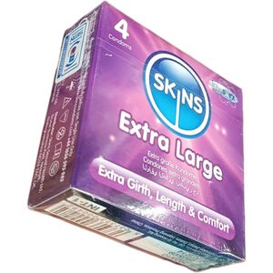 Skins Extra Large EXTRA GIRTH LENGTH COMFORT INVISILEX Clear Condoms          ,