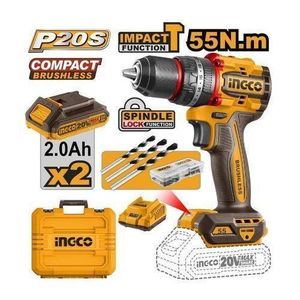 Ingco Cordless Drill 20V 2.0AH With Two Batteries And Hammer