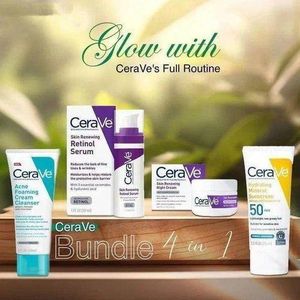 Ceravee.4-in-1.combo, Hydrating Mineral Sunscreen SPF 50 – 75ml, Acne Foaming Cream Cleanser – 150ml,Skin Renewing Night Cream – 48g ,Skin Renewing Retinol Serum – 30mls