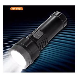 Kamisafe KM-8955 LED flashlight, portable flashlight, white light, built-in charging plug, 500mAh battery, adjustable light in 2 levels.