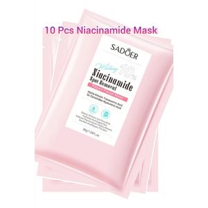 SADOER GLOW 10 Pieces Niacinamide Mask 10%  With Alpha Arbutin Ceramide Centalla Clarifying Mask Skin Care, Ideal for Soothing Repairing Rejuvenating Skin Nourishment Purifying Calming