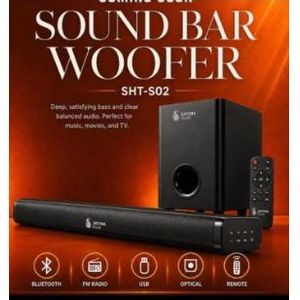 Sayona SHT-SB02 Wireless sound bar with 6.5" subwoofer system 2.1.2CH with Bluetooth, FM radio, USB play, coaxial, optical,arc,AuX connections with remote 16000W PMPO