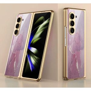 Samsung Galaxy Z Fold 5 Luxury Purple Gold Marble Cover Stylish Shockproof