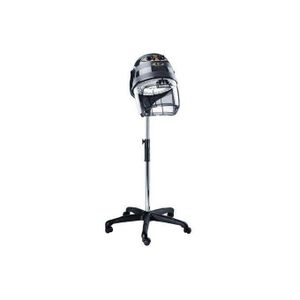 Professional hood hair dryer designed for salon use, featuring a stand for mobility and height adjustment.