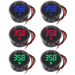 DC 4-100V Car Voltage Gauge LED Digital Display 12V 24V Waterproof Voltmeter Round Voltage Meter Volt Detector Tester     4 PCS