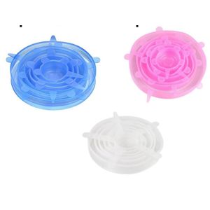Food Covers – Reusable Stretch Lids – Silicone – 6pcs – MultiColor (Blue, Pink, White)