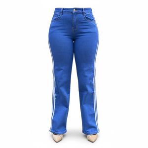 Side stripe mummy jeans