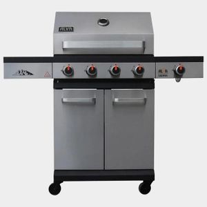 Alva Sierra 4-Burner Gas BBQ Grill with Side Burner Stainless Steel Black