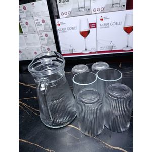7-Piece Glass Set with Water Jug – Transparent Drinkware Set