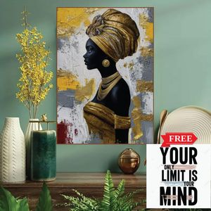 Decor Premium Style African Queen Wall Art Framed on a white forex board + Free Print