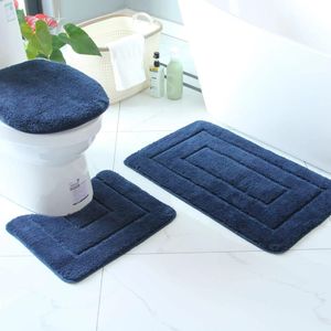 3Pcs Bathroom Mats Set Bathroom Rug Soft Comfortable Water Absorption Non-Slip Machine Washable Shower Rug Floor Mat Pad Toilet Mat Toilet Seat Cover Toilet Carpet Bathroom Carpet