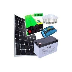 Solarmax  80w solar panel + 70AH battery +300w power inverter+ 10A digital controller+ 5 solar bulbs +dropper cable 10metres