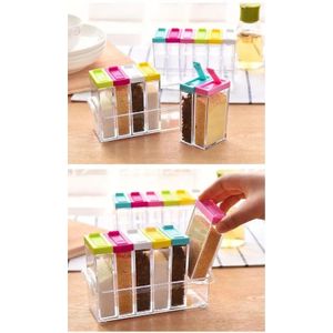 Colourful 6-Piece Seasoning Spice Set – Durable ABS Plastic Jars Handy for Kitchen Seasoning