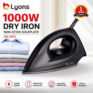 Lyons Electric Dry Iron 1000W Non-Stick Soleplate Fast Heating Iron Box AN-2005