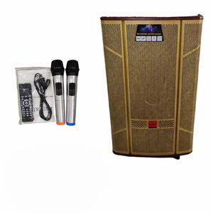 F605 15-Inch Rechargeable Speaker – Portable PA System with 2 Wireless Mics for Public Address