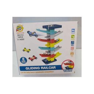 16pcs 8Layer Colorful Kids gliding Railcar Track Mini Sports Car Fun - Multicolour