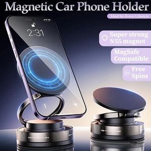 Magnetic smart cell phone holder, 360 Degree Multi-Angle Rotation Car Desk Wall Vacuum