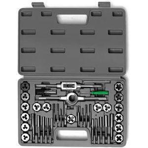 40-Piece Premium Tap and Die Set, Metric Screw Threads M3, M4, M5, M6, M7, M8, M10, M12, Both Coarse and Fine Types -Essential Threading Tool Kit with Complete Handles, Accessories and Case