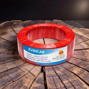 Evin 1.5mm Red Single Core Solid Oil Resistant Heat Proof PVC Indoor Electrical Wiring Cable 