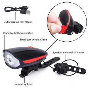 Horn Light 7588 Bike Lamp 2-in-1 LED Bicycle Headlight with 120dB Safety Horn, 250 Lumen USB Rechargeable Front Light, 1200mAh Battery, 3 Light Modes, 3 Sound Modes, Night Riding &