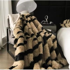 Luxury Faux Fur Blanket  black and brown 