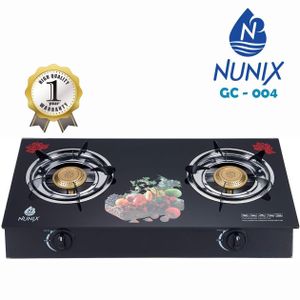 Nunix Strong Double Burner Glass Top Table Top Gas Cooker